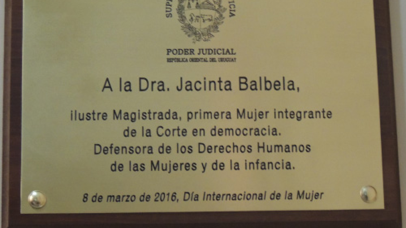 Suprema Corte de Justicia homenajeó a su ex integrante, la Dra. Jacinta Balbela, en el Día Internacional de la Mujer