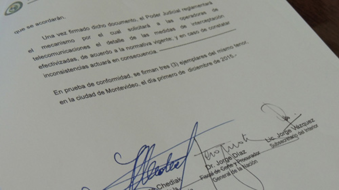 Suprema Corte de Justicia, Ministerio del Interior y Fiscalía General suscribieron protocolo para la interceptación de comunicaciones a través de 