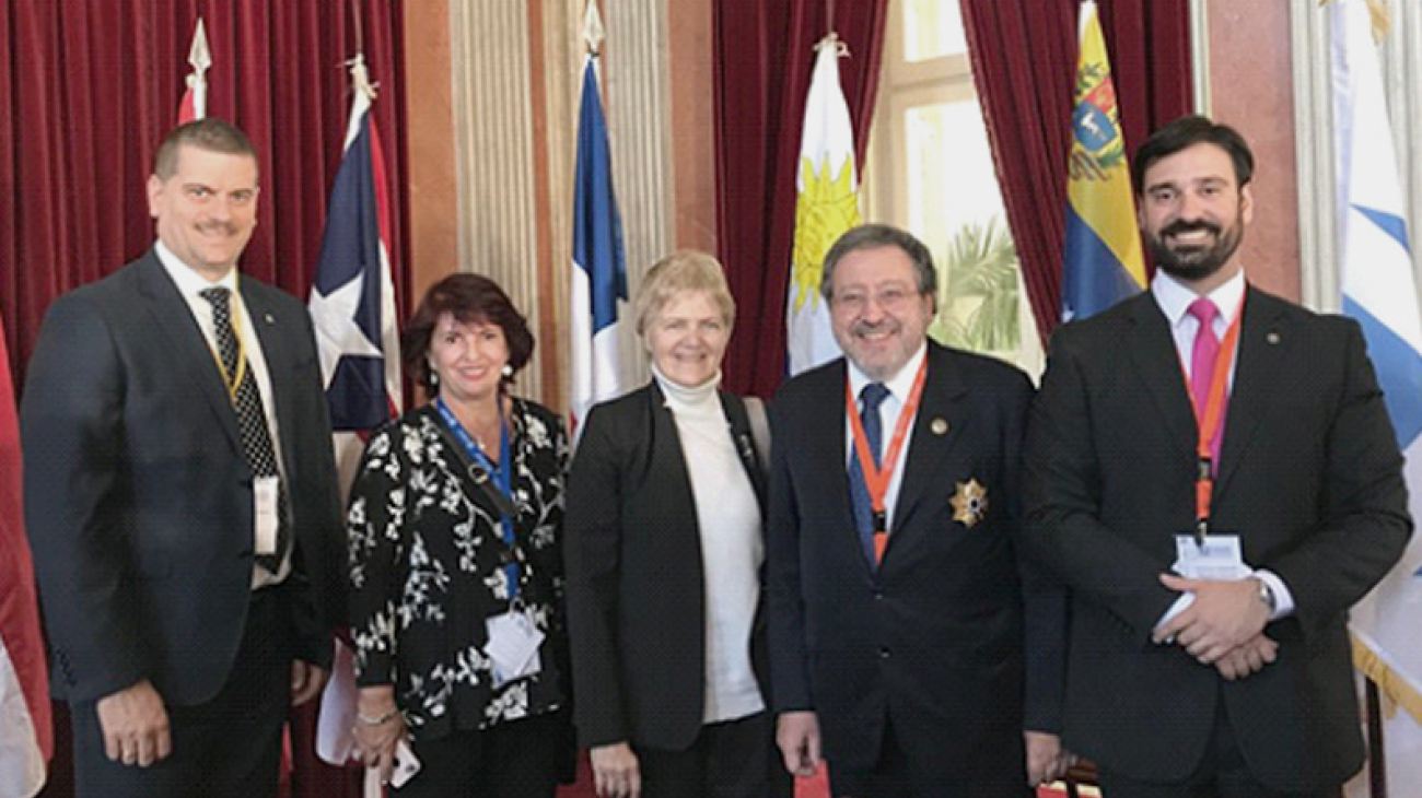 Ing. Marcelo Pesce - Dra. Elena Martínez - Embajador Brígida Scaffo Erviti - Dr. Jorge Chediak - Coordinador Nacional por Uruguay ante la Cumbre Judicial Iberoamericana Dr. Gustavo Nicastro